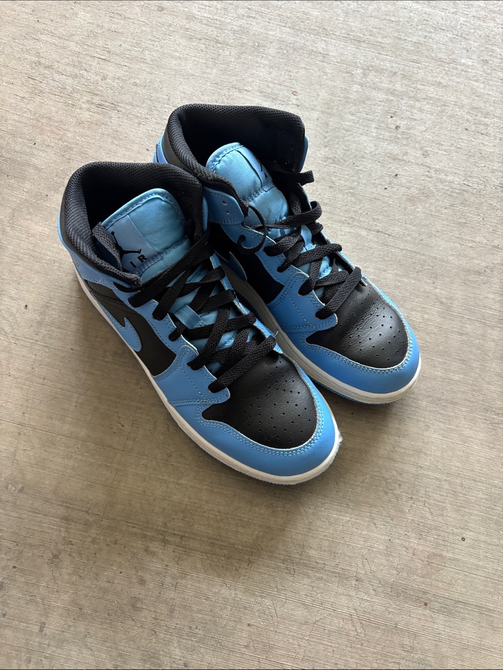 Men's Black and Light Blue High-Top Sneakers